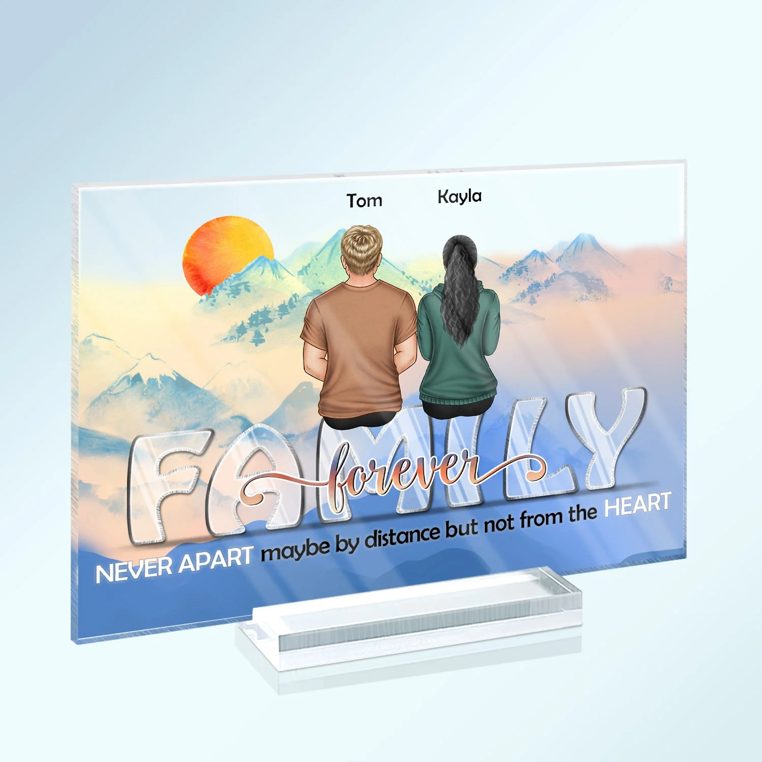 Forever Never Apart Not From The Heart - Birthday, Loving Gift For Sister, Brother, Siblings, Family, Bestie - Personalized Custom Horizontal Rectangle Acrylic Plaque - Image 2