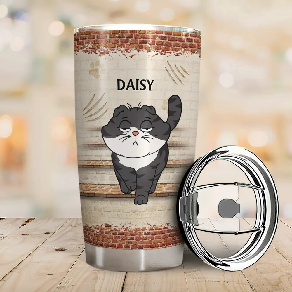 Forget Holiday We Meow You Everyday Your Tiny Furry Overlord Cat Mom Dad - Personalized Tumbler - Image 2