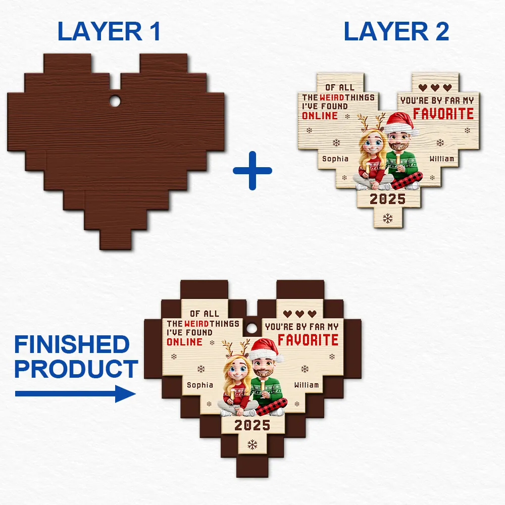 Found Love Online - Personalized 2-Layered Wooden Ornament - Image 6