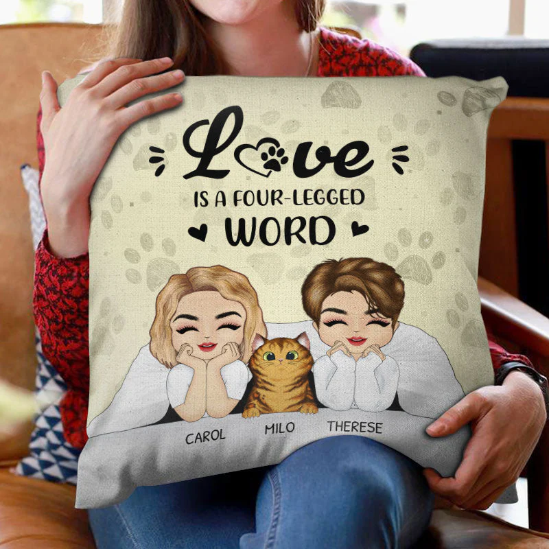 Four-Legged Word - Gift For Dog & Cat Owner Couples - Personalized Custom Pillow - Image 2