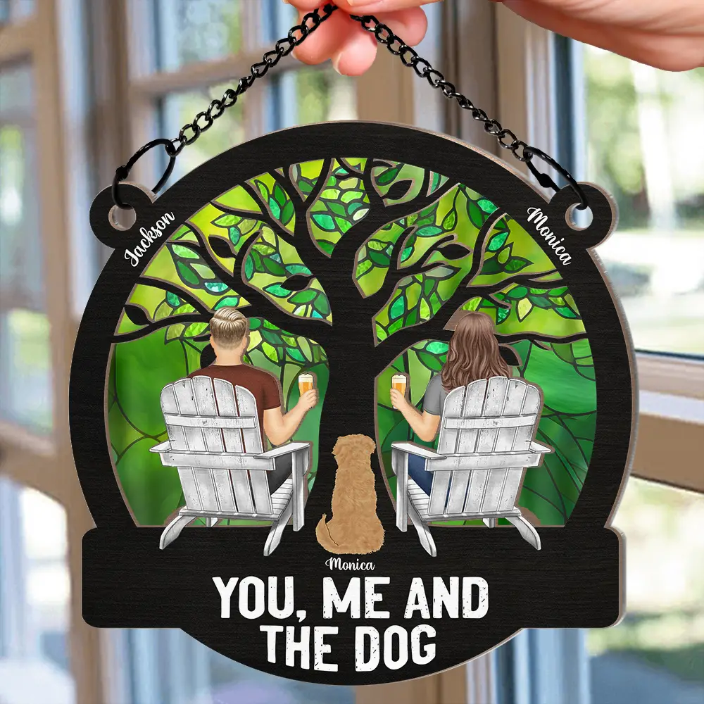 Four Seasons You, Me And The Dog - Personalized Window Hanging Suncatcher Ornament - Image 2