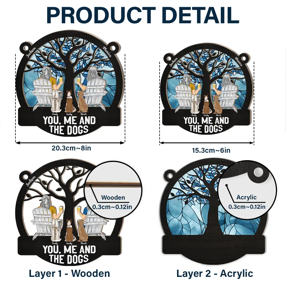 Four Seasons You, Me And The Dog - Personalized Window Hanging Suncatcher Ornament - Image 5