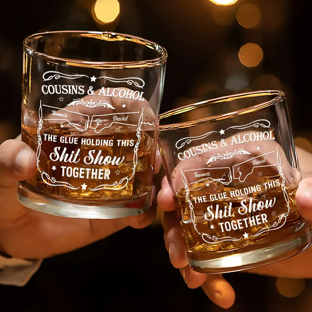 Friends & Alcohol The Glue Holding This Together - Personalized Whiskey Glass - Image 3