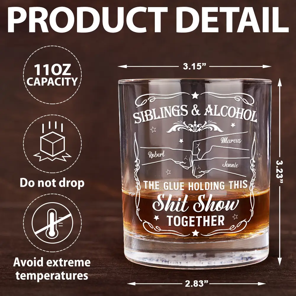Friends & Alcohol The Glue Holding This Together - Personalized Whiskey Glass - Image 5