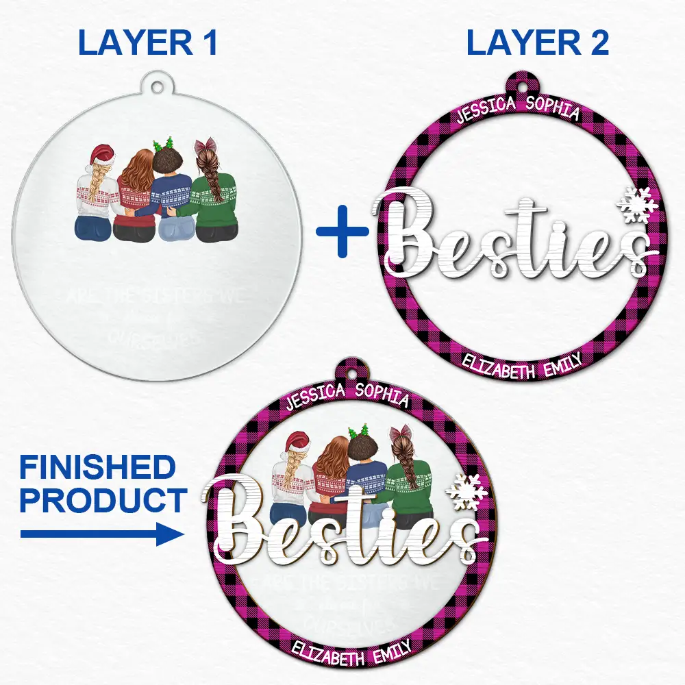 Friends Besties Are The Family You Choose - Personalized 2-Layered Mix Ornament - Image 6