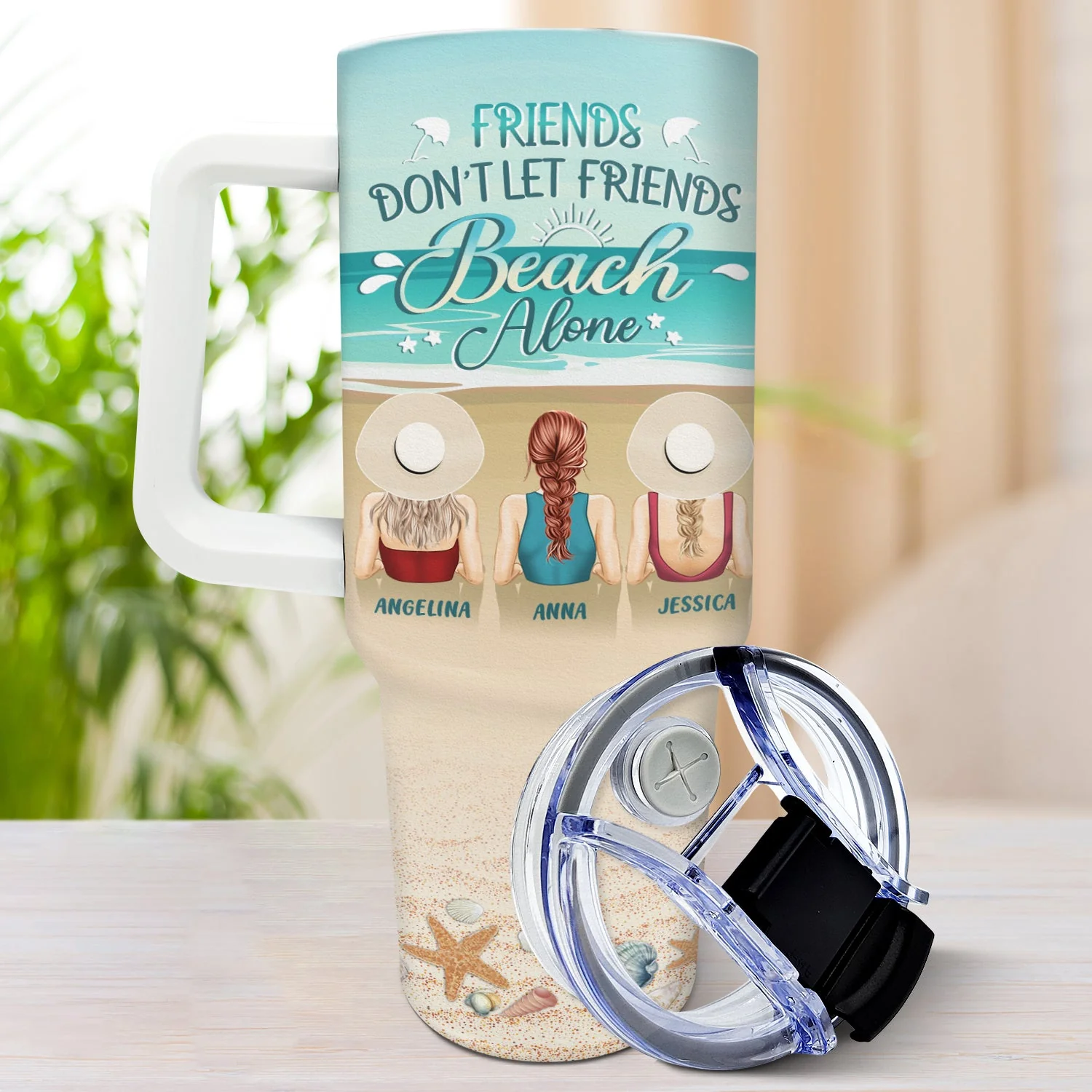 Friends Don't Let Friends Beach Alone - Gift For Bestie - Personalized 40oz Tumbler With Straw - Image 3