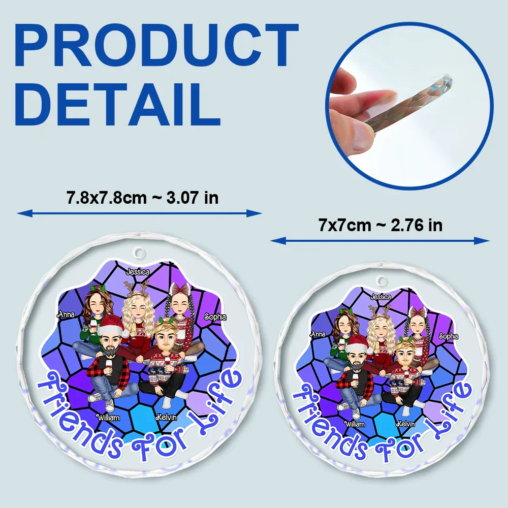 Friends For Life - Personalized Circle Glass Ornament - Image 6