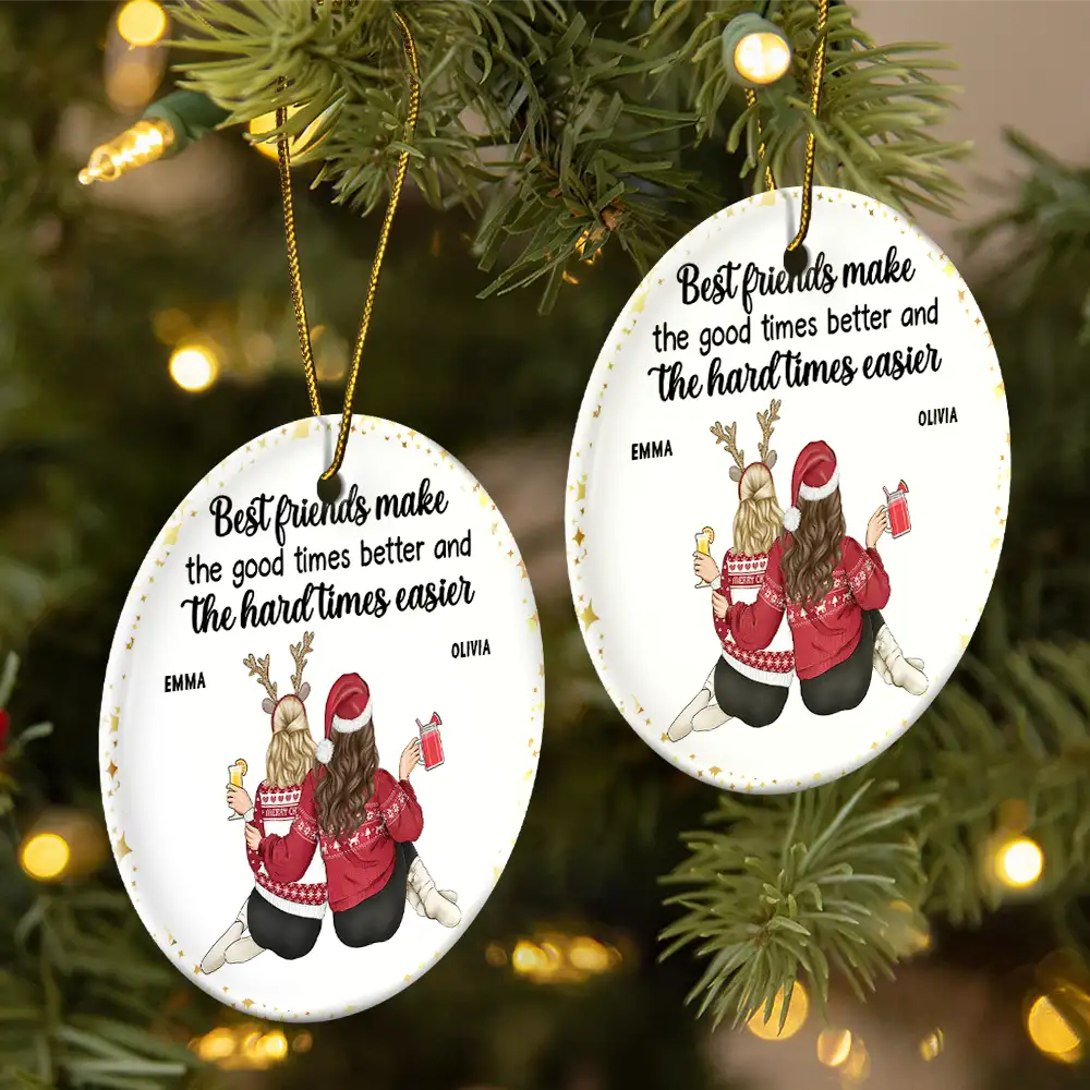 Friends It's Not What We Have In Life - Personalized Circle Ceramic Ornament - Image 2