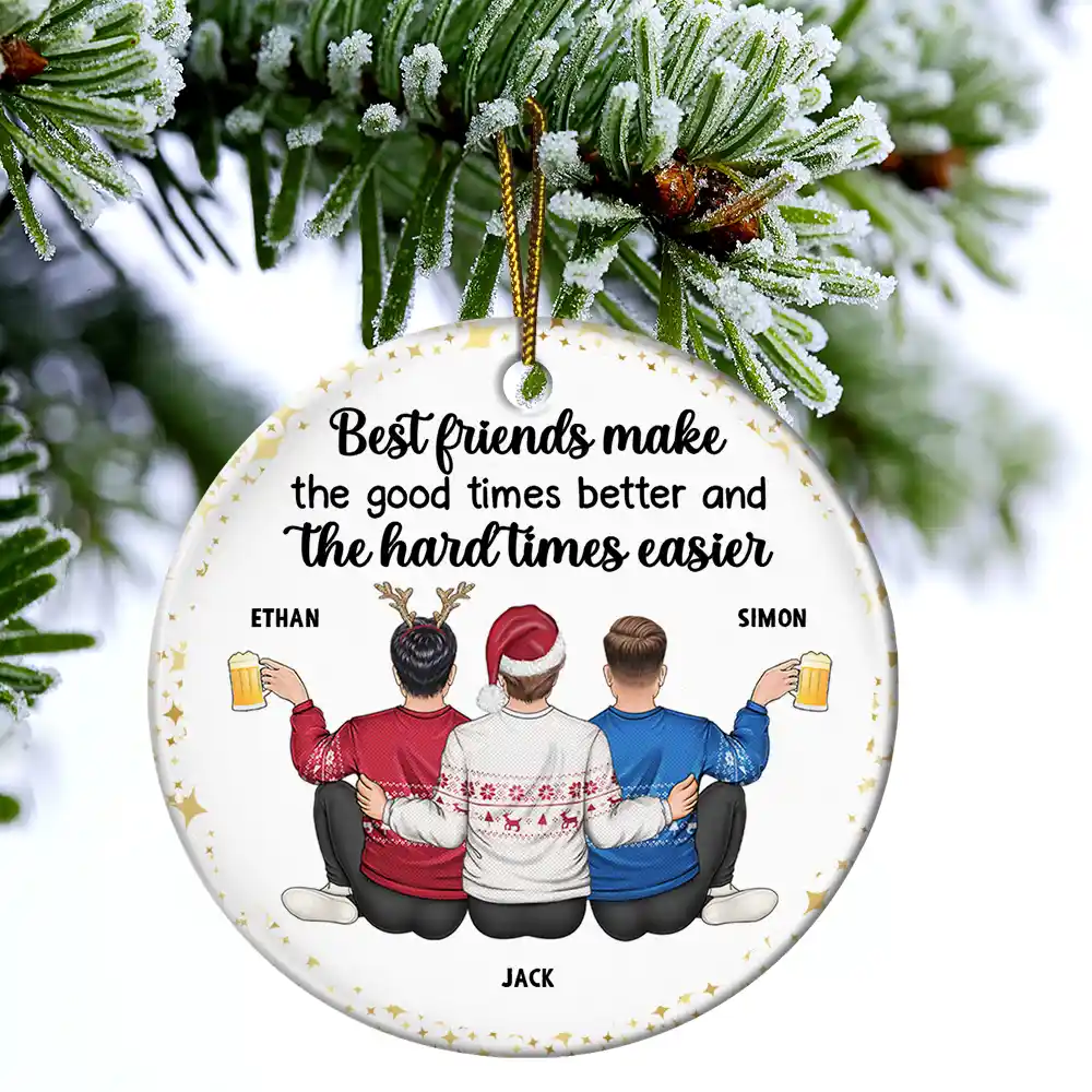 Friends It's Not What We Have In Life - Personalized Circle Ceramic Ornament - Image 4