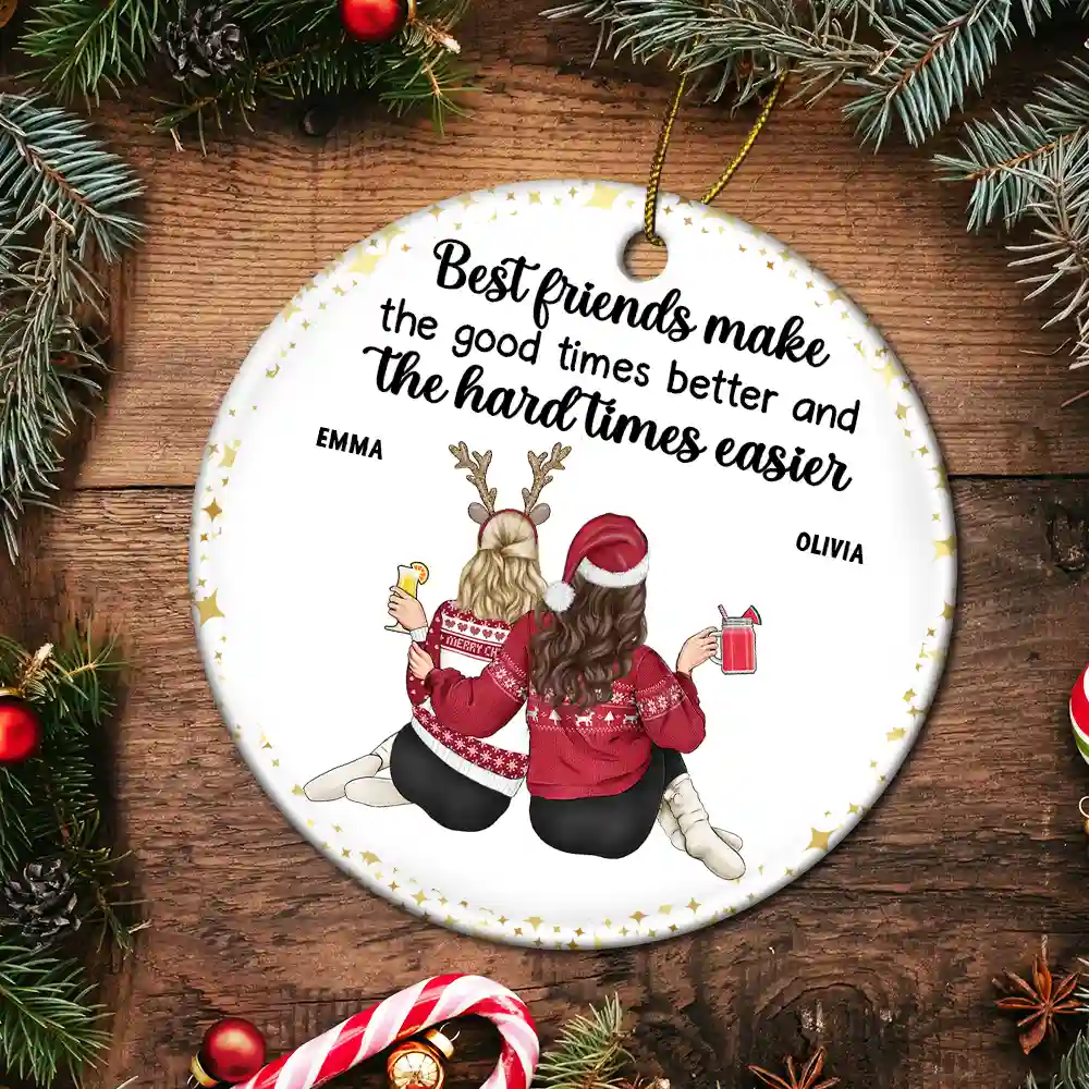 Friends It's Not What We Have In Life - Personalized Circle Ceramic Ornament - Image 5