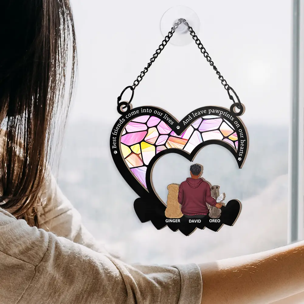 Friends Live Forever In The Memories We Keep - Personalized Window Hanging Suncatcher Ornament - Image 4