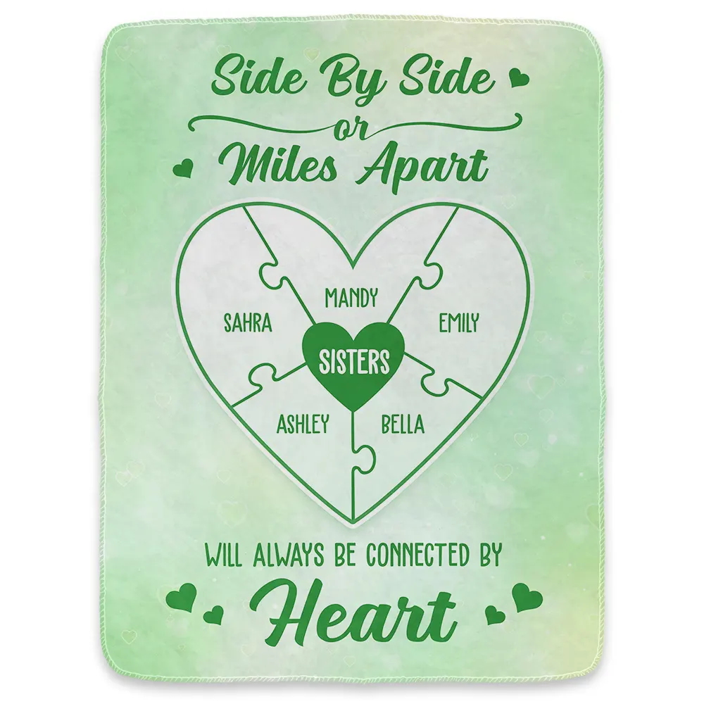 Friends Sisters Will Always Be Connected By Heart - Personalized Fleece Blanket, Sherpa Blanket - Image 2