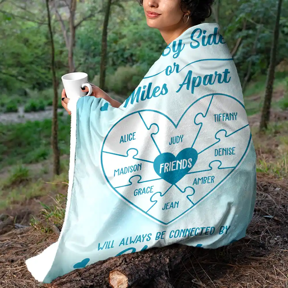 Friends Sisters Will Always Be Connected By Heart - Personalized Fleece Blanket, Sherpa Blanket - Image 5