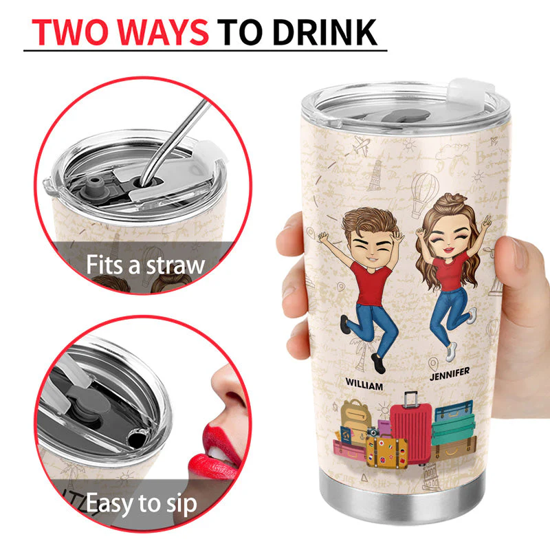 Friends That Travel Together Stay Together - Gift For Travel Lovers - Personalized Custom Tumbler - Image 4