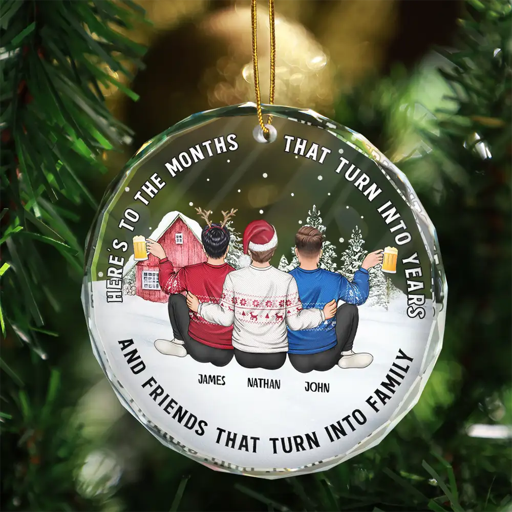 Friends That Turn Into Family - Personalized Circle Glass Ornament - Image 3