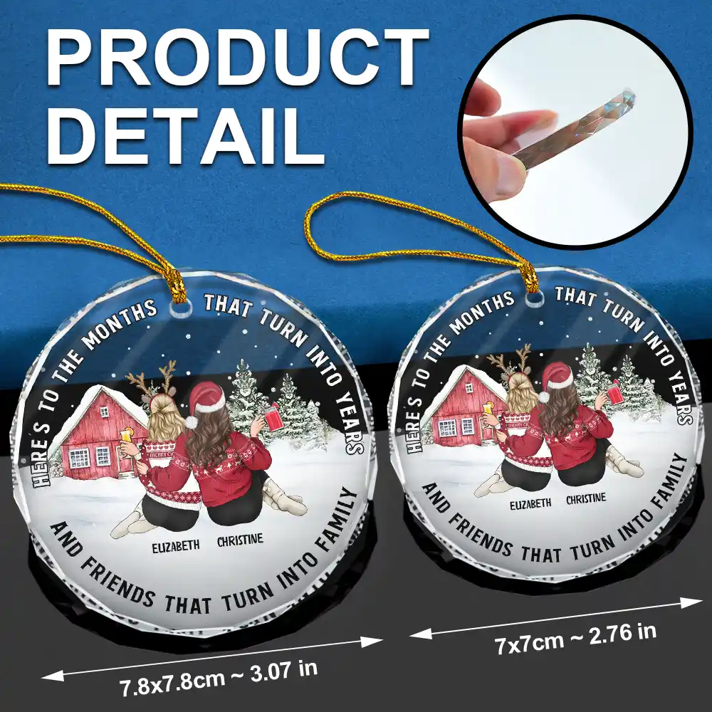 Friends That Turn Into Family - Personalized Circle Glass Ornament - Image 6
