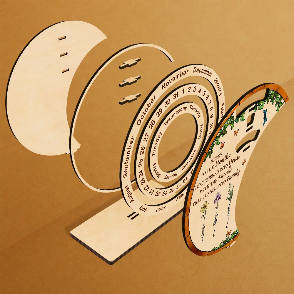 Friends That Turned Into Family Birth Flower Bestie - Personalized Spinning Perpetual Desk Calendar - Image 2