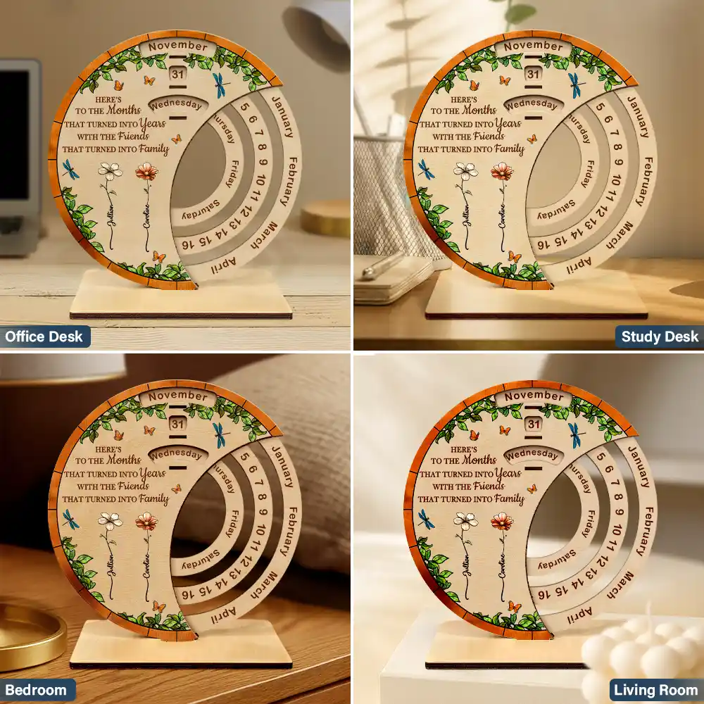 Friends That Turned Into Family Birth Flower Bestie - Personalized Spinning Perpetual Desk Calendar - Image 6
