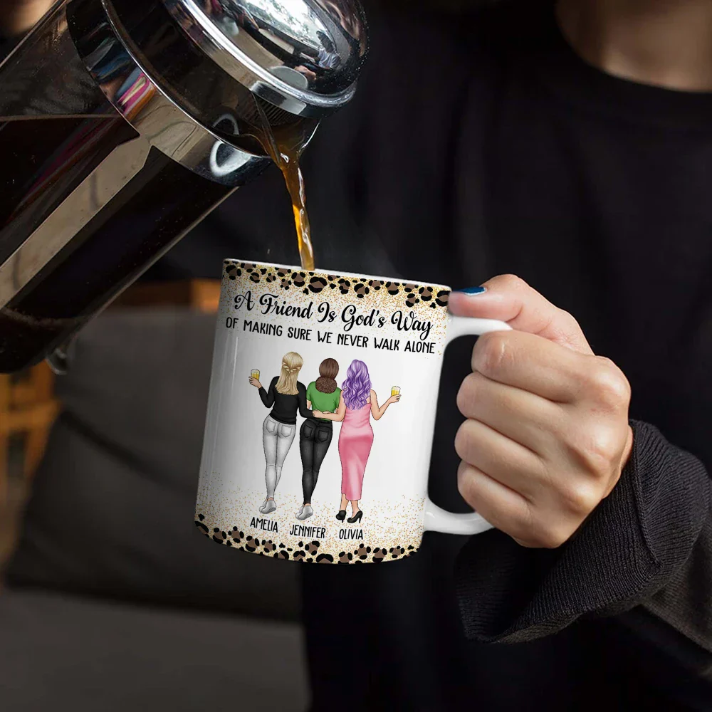 Friends We Never Walk Alone - Personalized White Edge-to-Edge Mug - Image 4