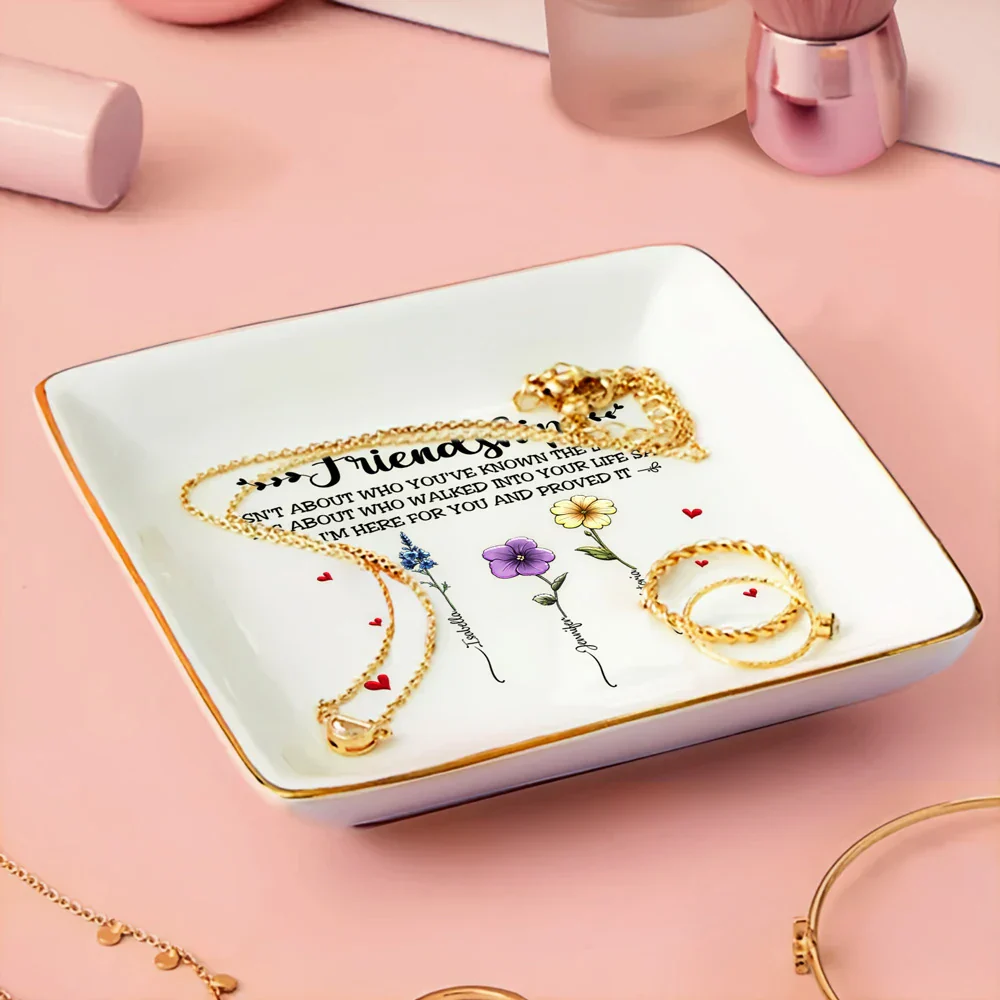 Friendship I'm Here For You Birth Flower - Personalized Ring Dish - Image 3