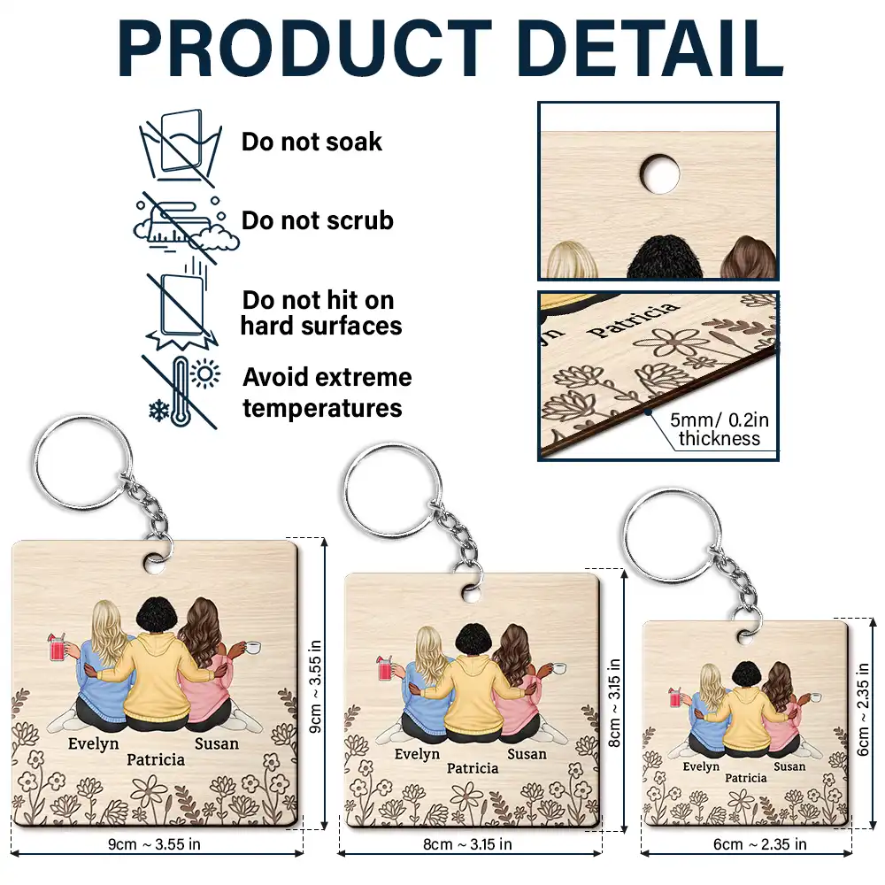 Friendship I'm Here for You - Personalized Wooden Keychain - Image 5