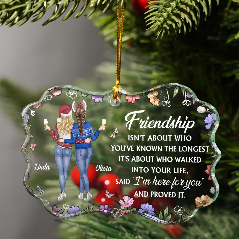 Friendship Isn't About Who You've Known The Longest - Personalized Medallion Glass Ornament - Image 3