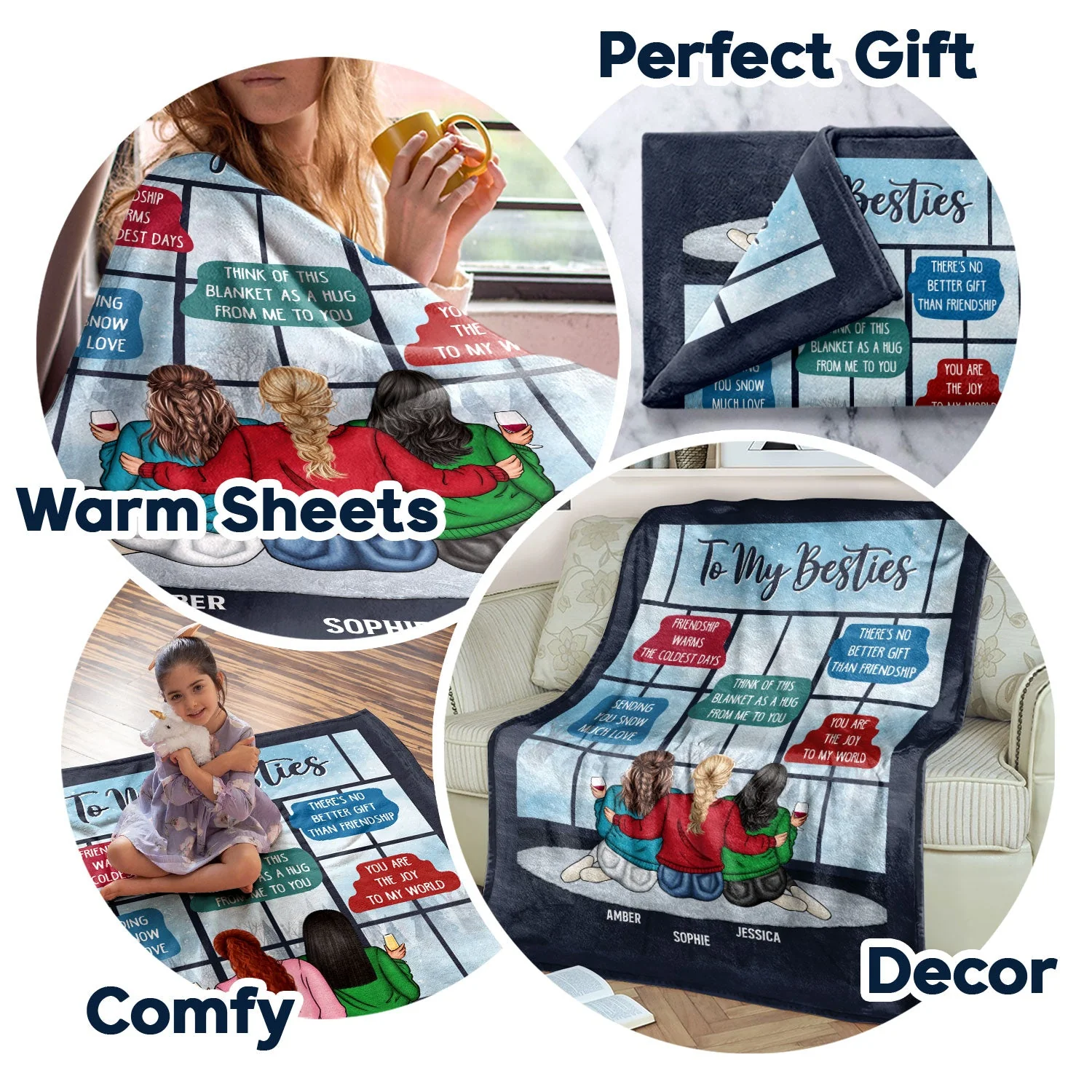 Friendship Warms The Coldest Days - Gift For Besties - Personalized Fleece Blanket - Image 5