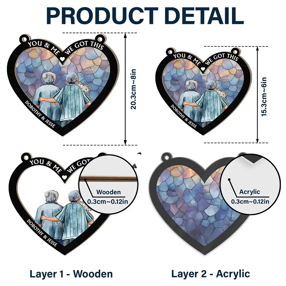From Our First Kiss Till Our Last Breath Heart - Personalized Window Hanging Suncatcher Ornament - Image 5