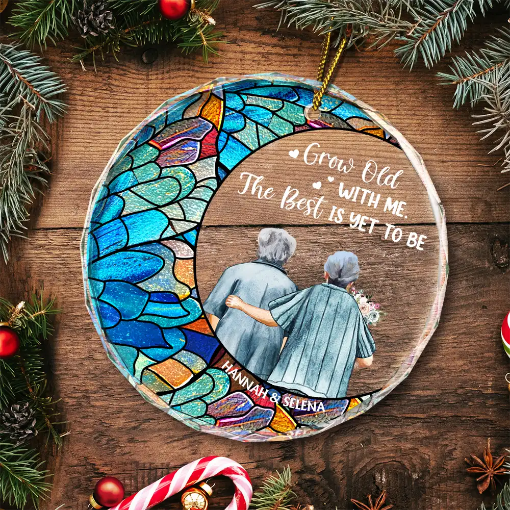 From Our First Kiss Till Our Last Breath - Personalized Circle Glass Ornament - Image 5
