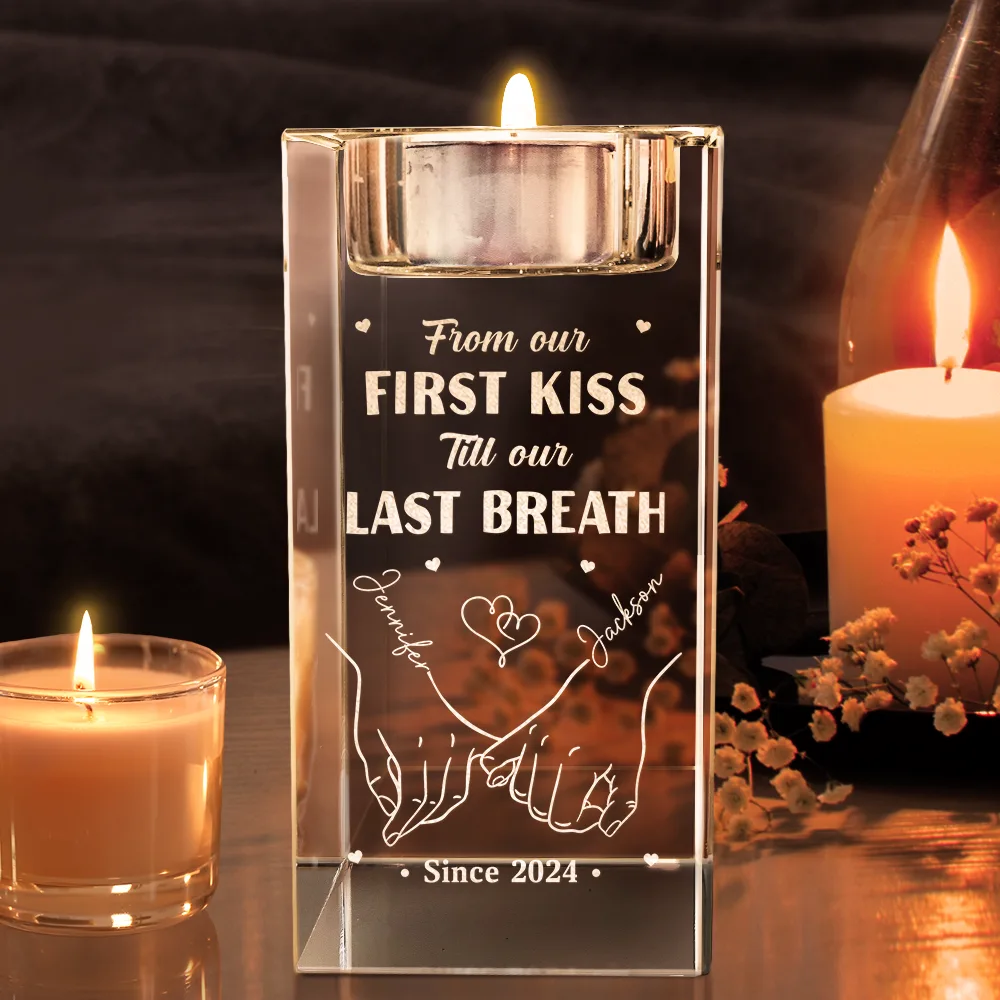 From Our First Kiss Till Our Last Breath - Personalized Crystal Candle Holder - Image 2
