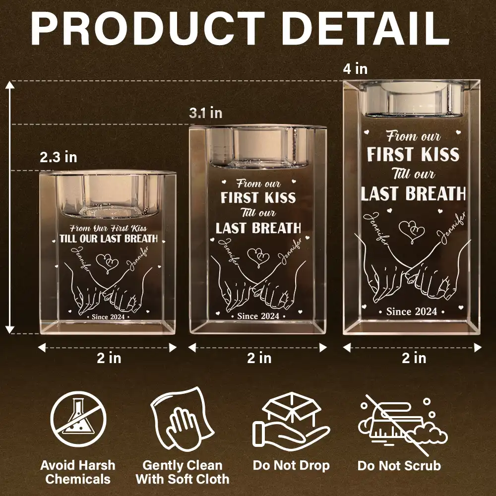 From Our First Kiss Till Our Last Breath - Personalized Crystal Candle Holder - Image 5