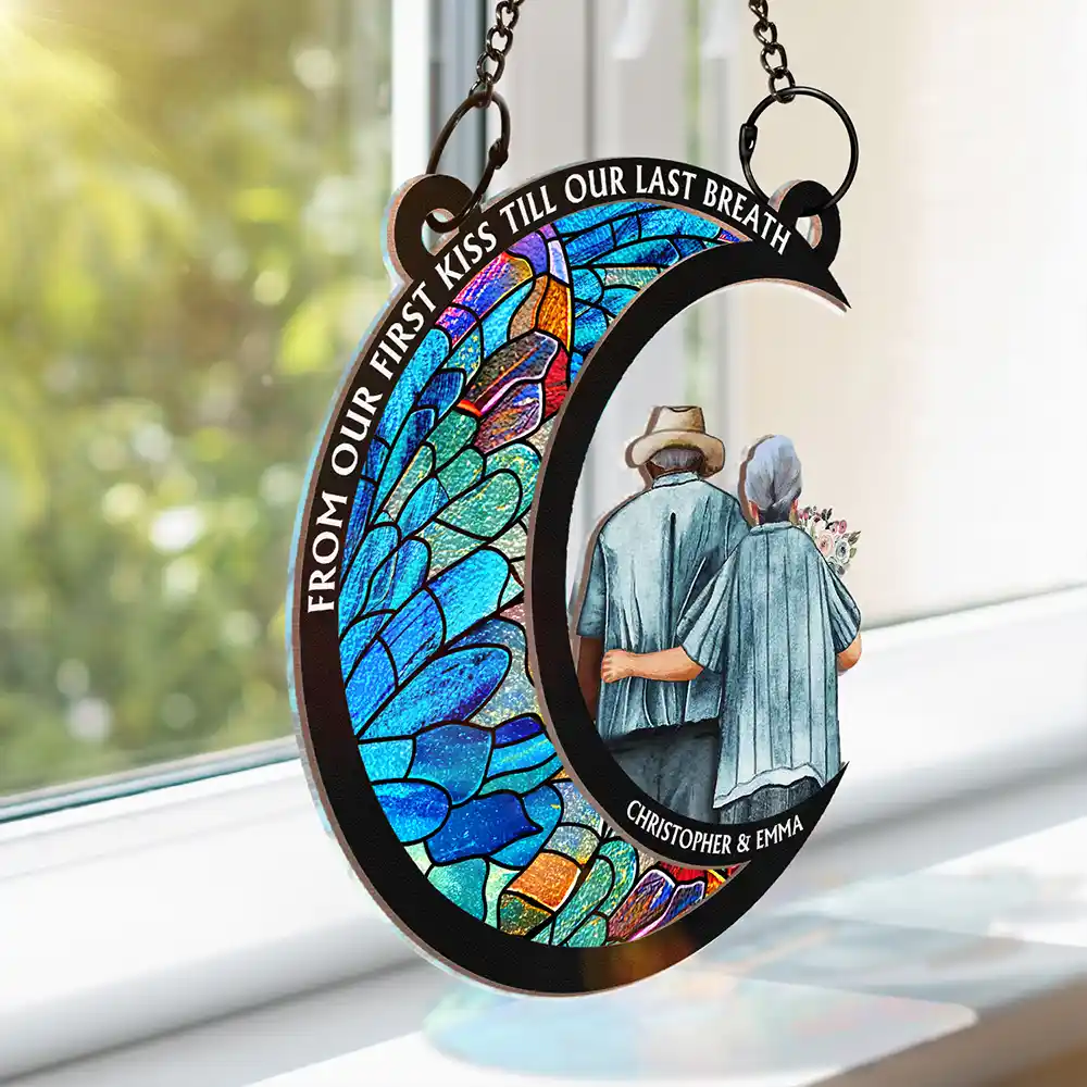 From Our First Kiss Till Our Last Breath - Personalized Window Hanging Suncatcher Ornament - Image 3