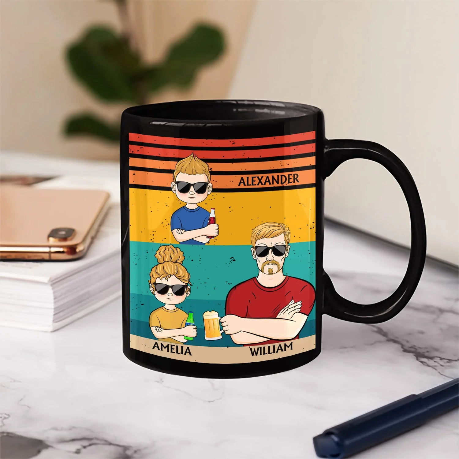 From The Kid You Inherited - Funny, Birthday Gift For Father, Husband - Personalized Custom Black Mug - Image 3