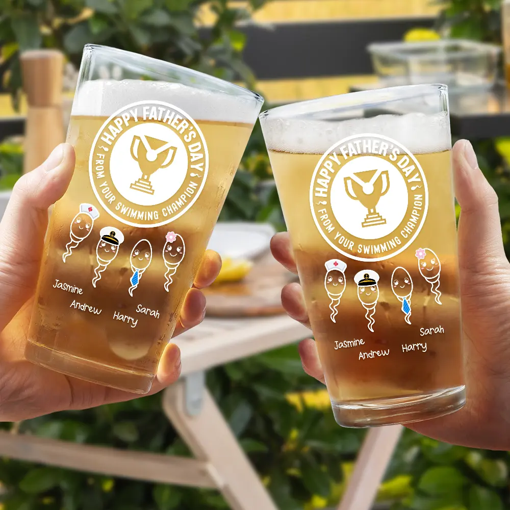 From You Swimming Champion - Personalized Beer Glass - Image 4