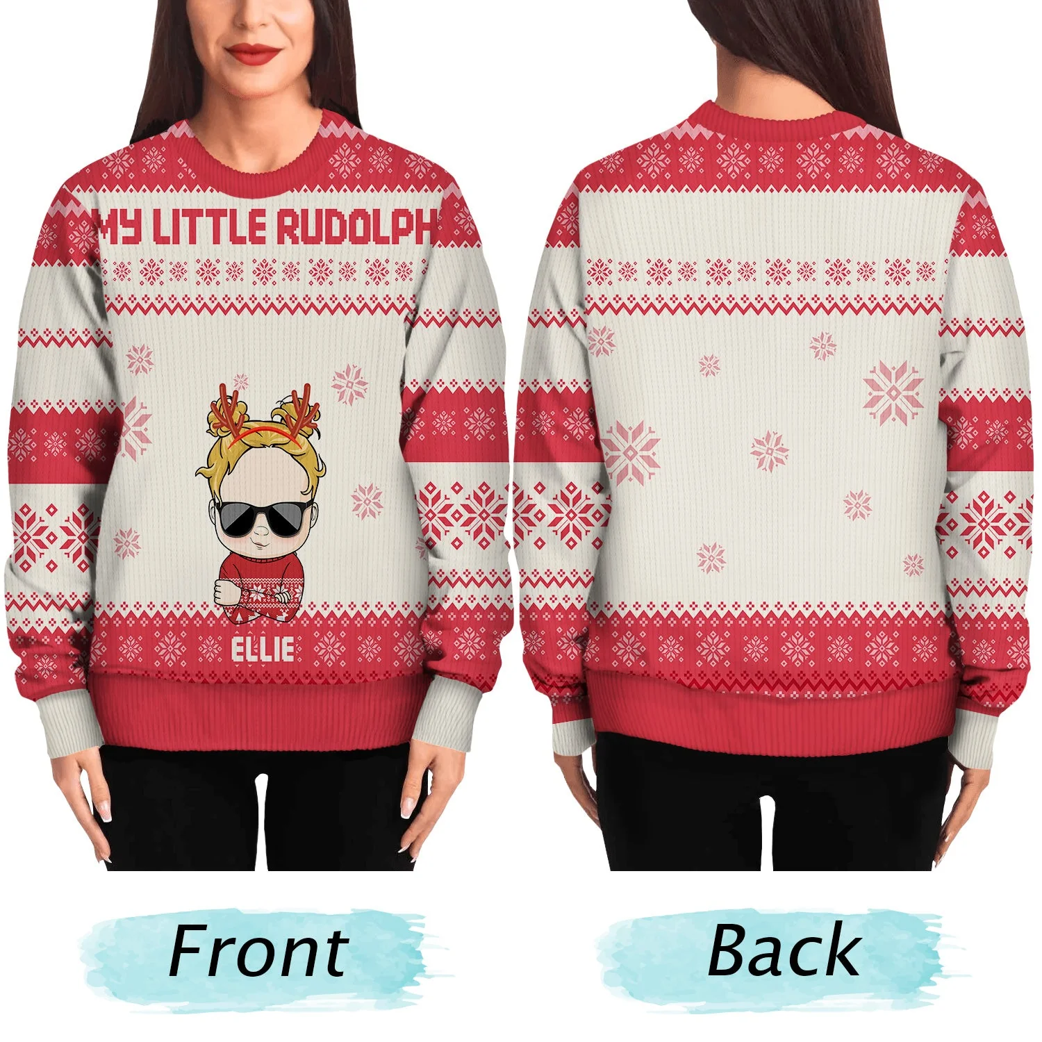 Front Family - Christmas, Funny Gift For Family, Couple, Dad, Mom, Grandpa, Grandma - Personalized Unisex Ugly Sweater - Image 5