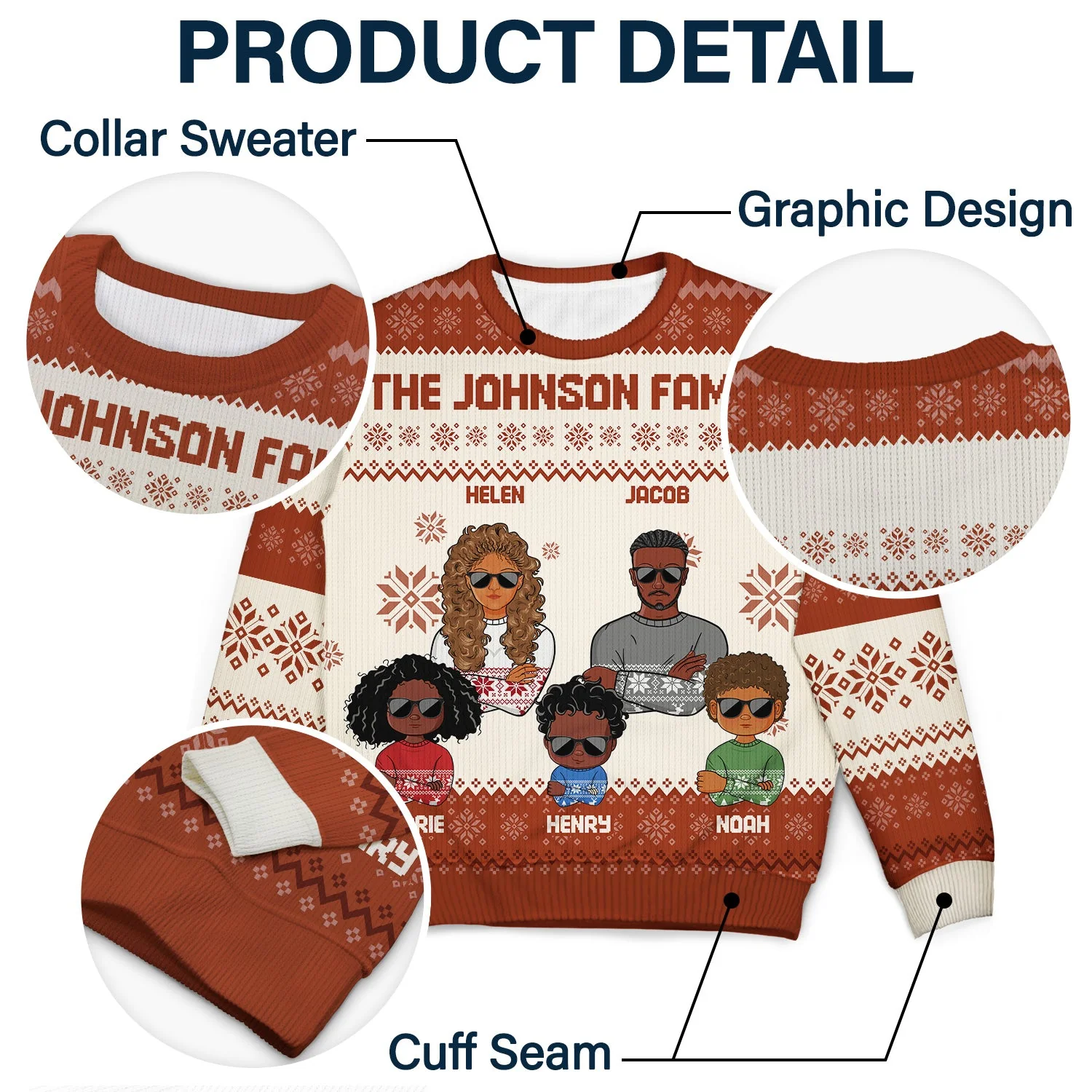 Front Family - Christmas, Funny Gift For Family, Couple, Dad, Mom, Grandpa, Grandma - Personalized Unisex Ugly Sweater - Image 6