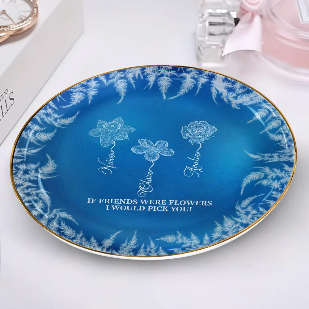 Frost Birth Flower Grow An Old Friend - Personalized Round Ring Dish - Image 2