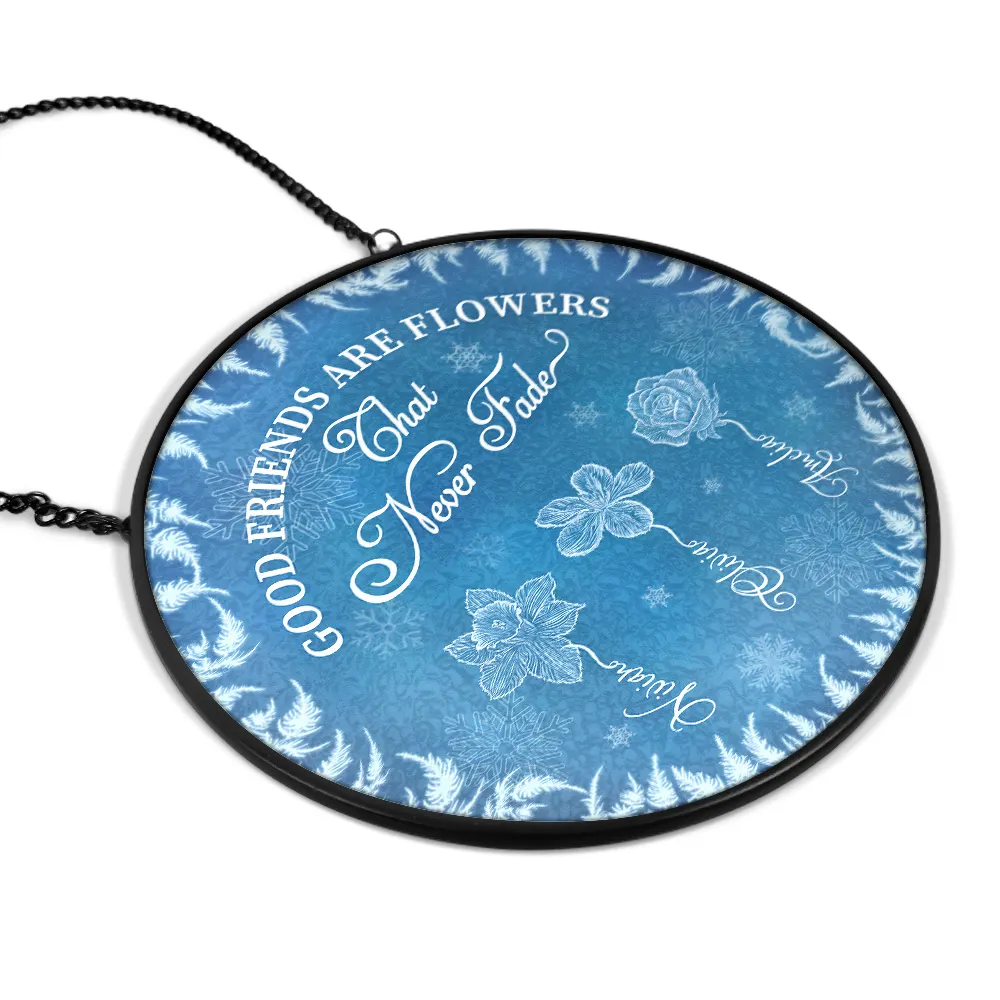Frost Birth Flower Grow An Old Friend - Personalized Stained Glass Window Hanging Suncatcher - Image 2