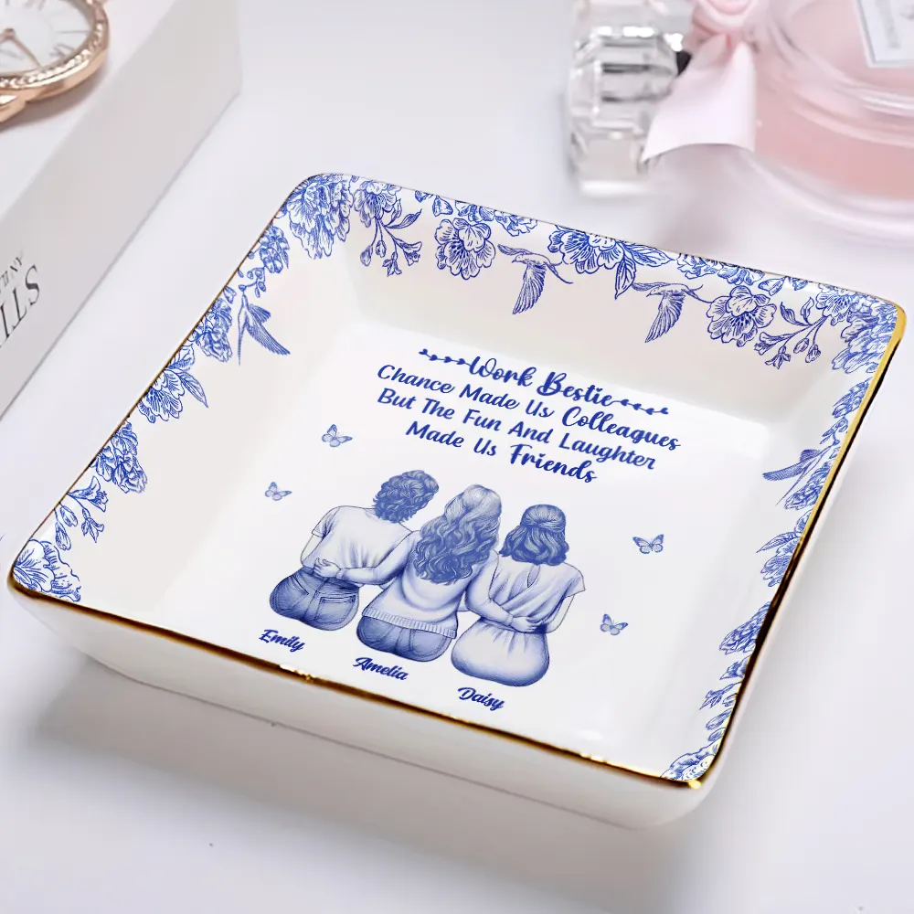 Fun And Laughter Made Us Work Bestie - Personalized Ring Dish - Image 2