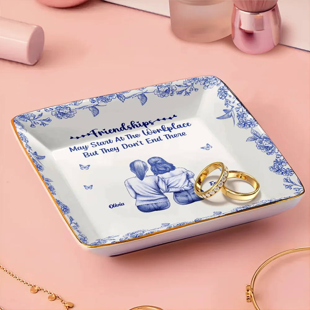 Fun And Laughter Made Us Work Bestie - Personalized Ring Dish - Image 3