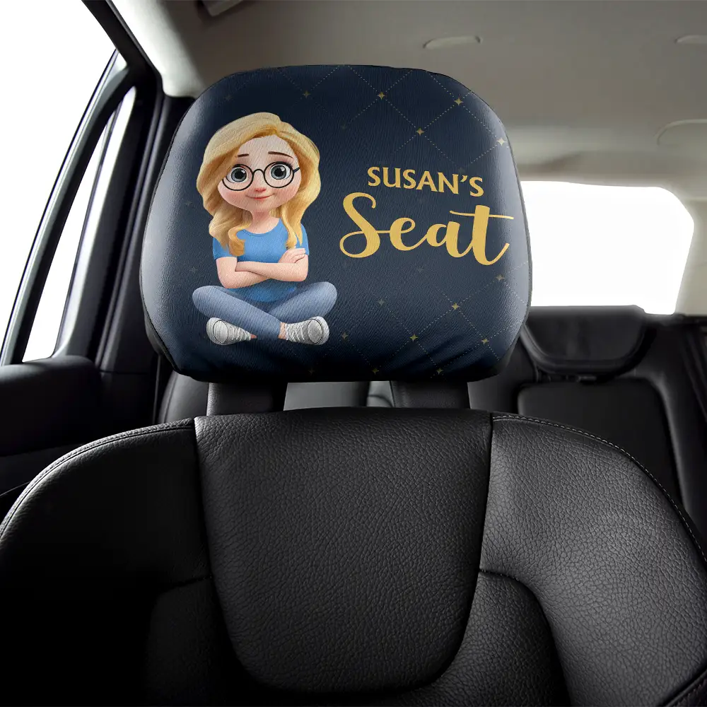 Fun Private Seat Family Couple 3D Effect - Personalized Car Headrest Covers - Image 5