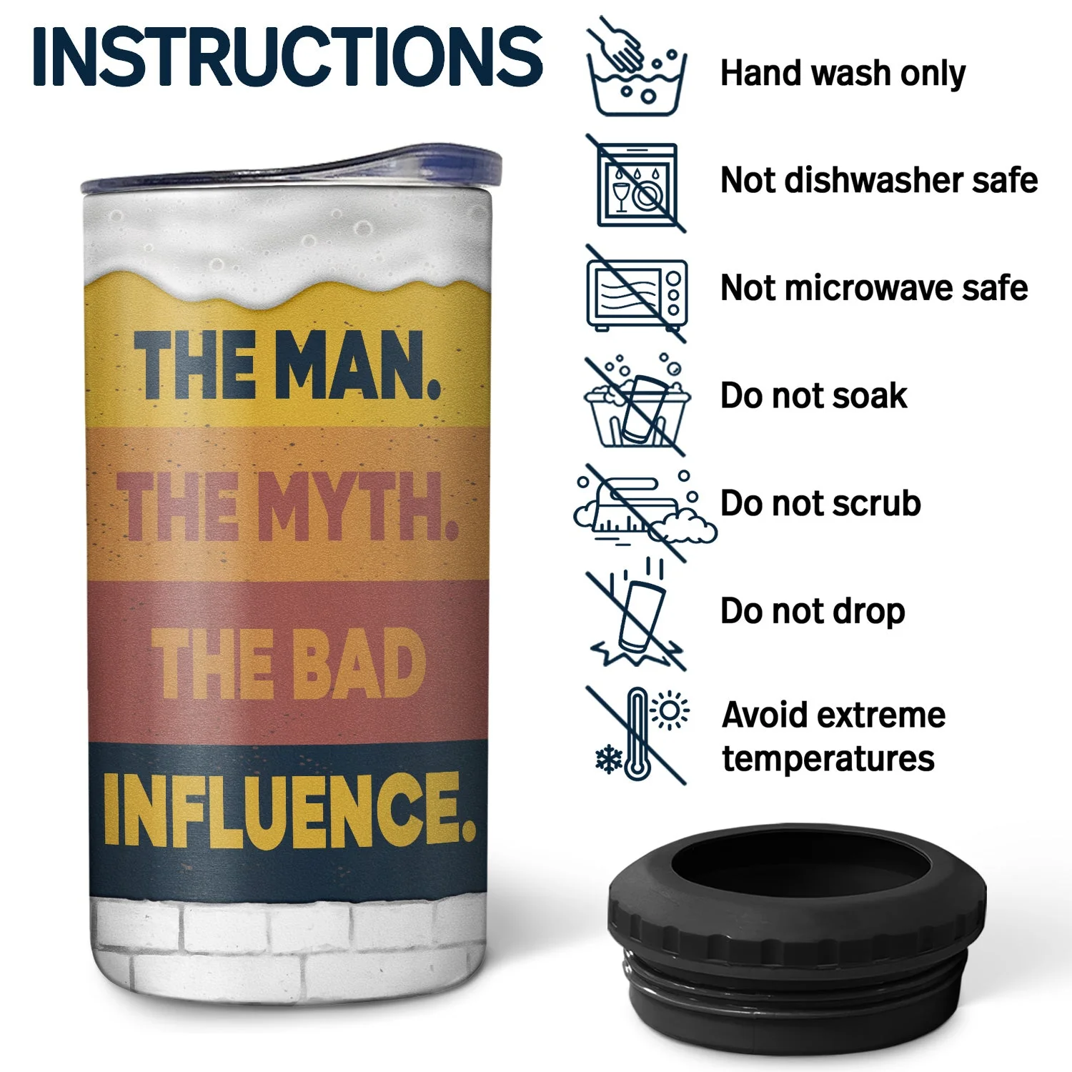 Funcle The Bad Influence - Gift For Uncle - Personalized 4 In 1 Can Cooler Tumbler - Image 5