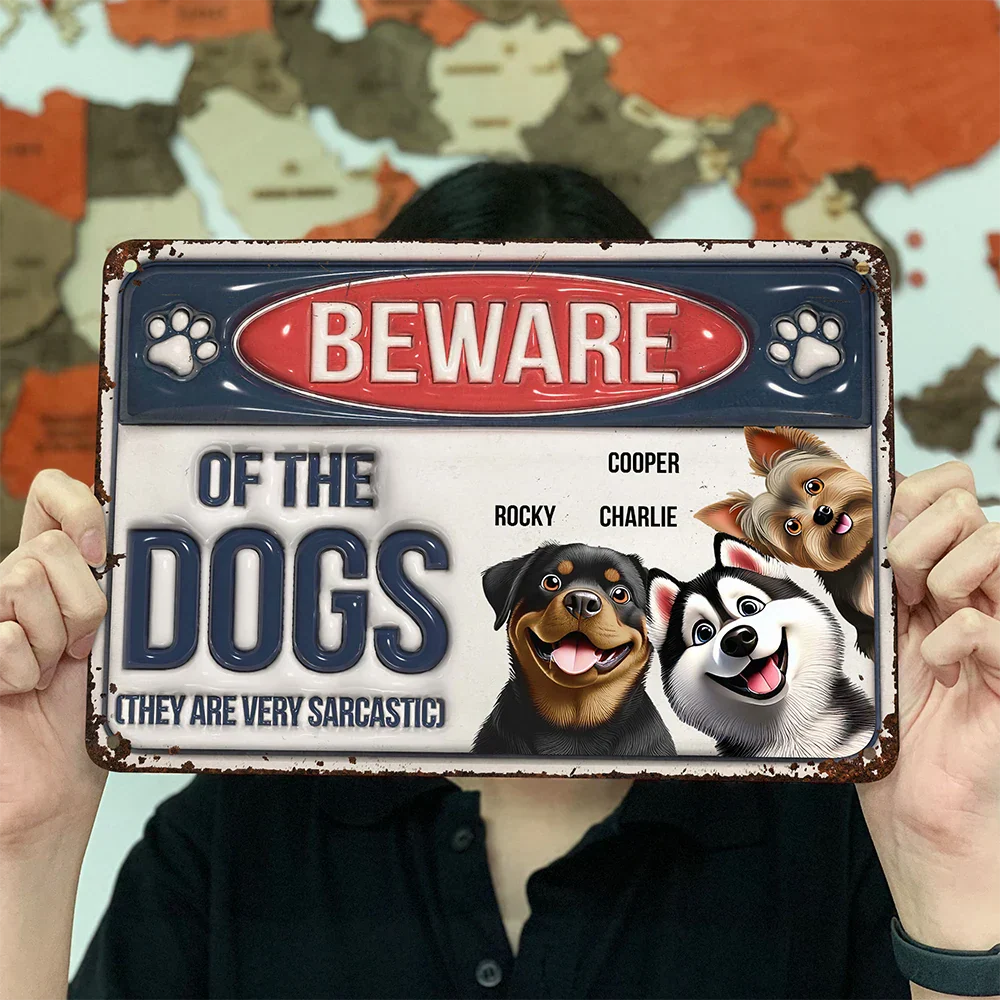 Funny Beware Of Dog Cat Friendly 3D Cartoon Pet - Personalized Classic Metal Signs - Image 4