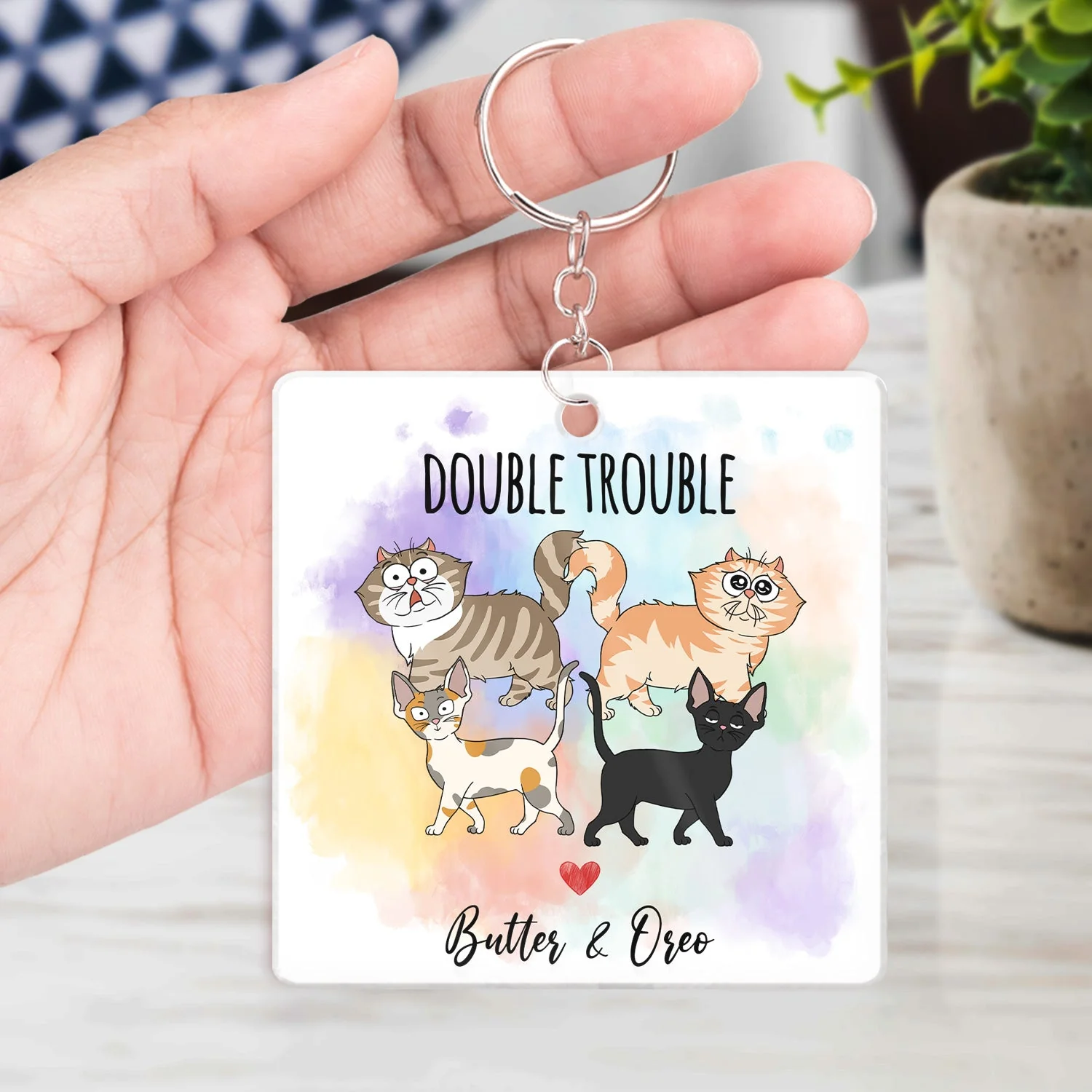 Funny Cartoon Cats Walking - Gift For Cat Lovers - Personalized Acrylic Keychain - Image 4