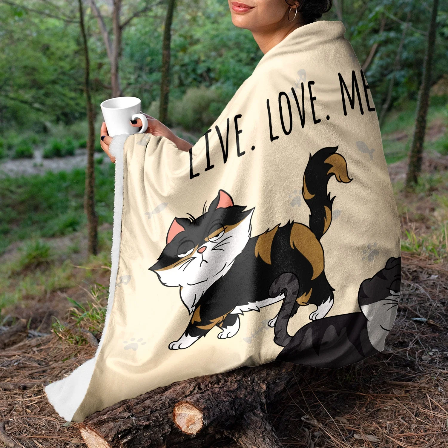 Funny Cartoon Cats Walking - Gift For Cat Lovers - Personalized Fleece Blanket - Image 3