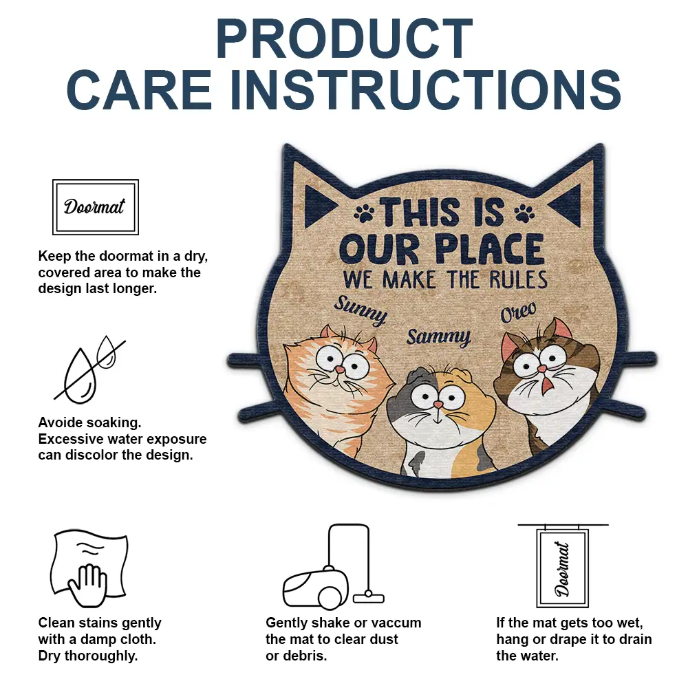 Funny Cartoon Cats We Make The Rules - Personalized Custom Shaped Doormat - Image 5