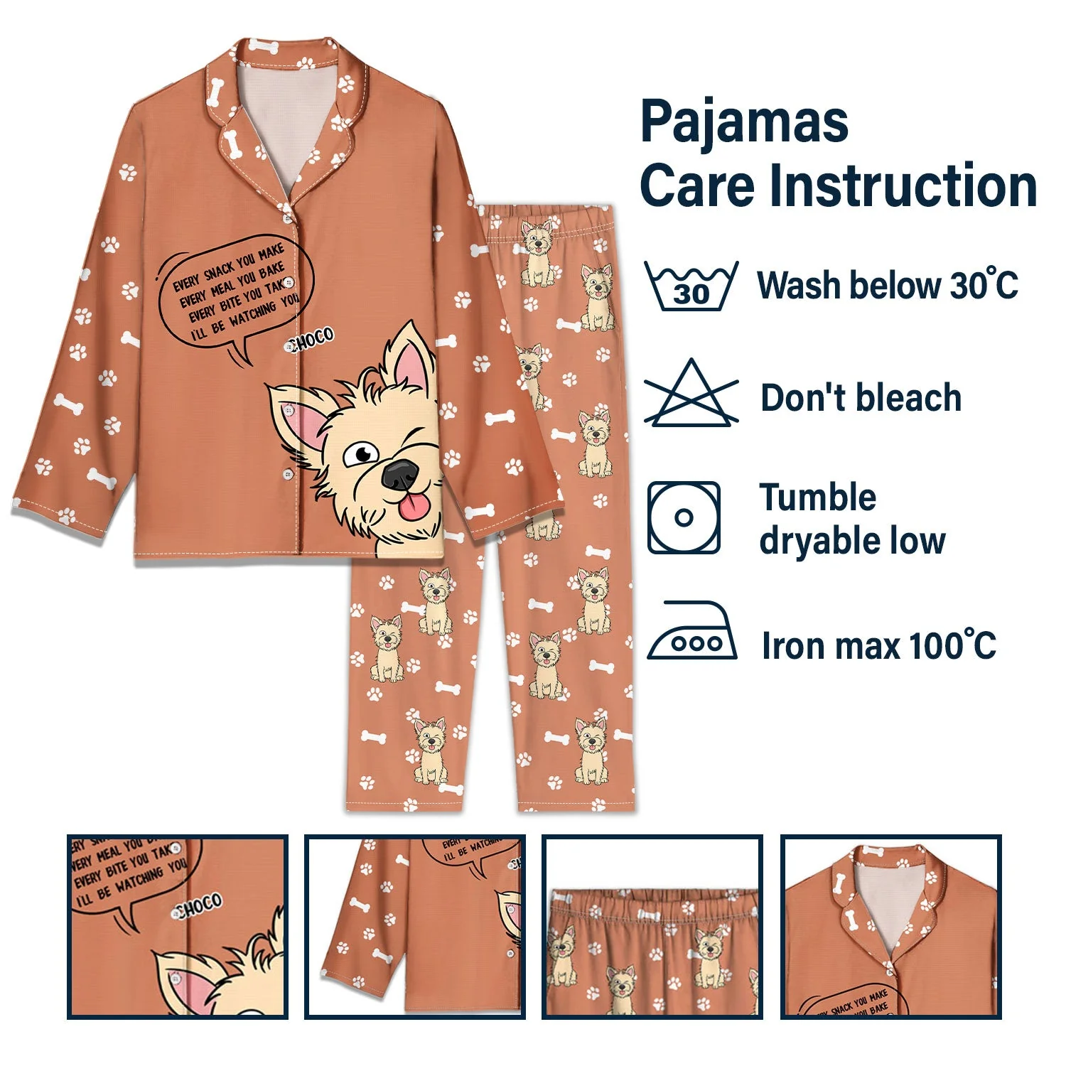 Funny Cartoon Dogs We'll Be Watching You - Gift For Dog Lovers, Dog Mom, Dog Dad - Personalized Long Pajamas Set - Image 6