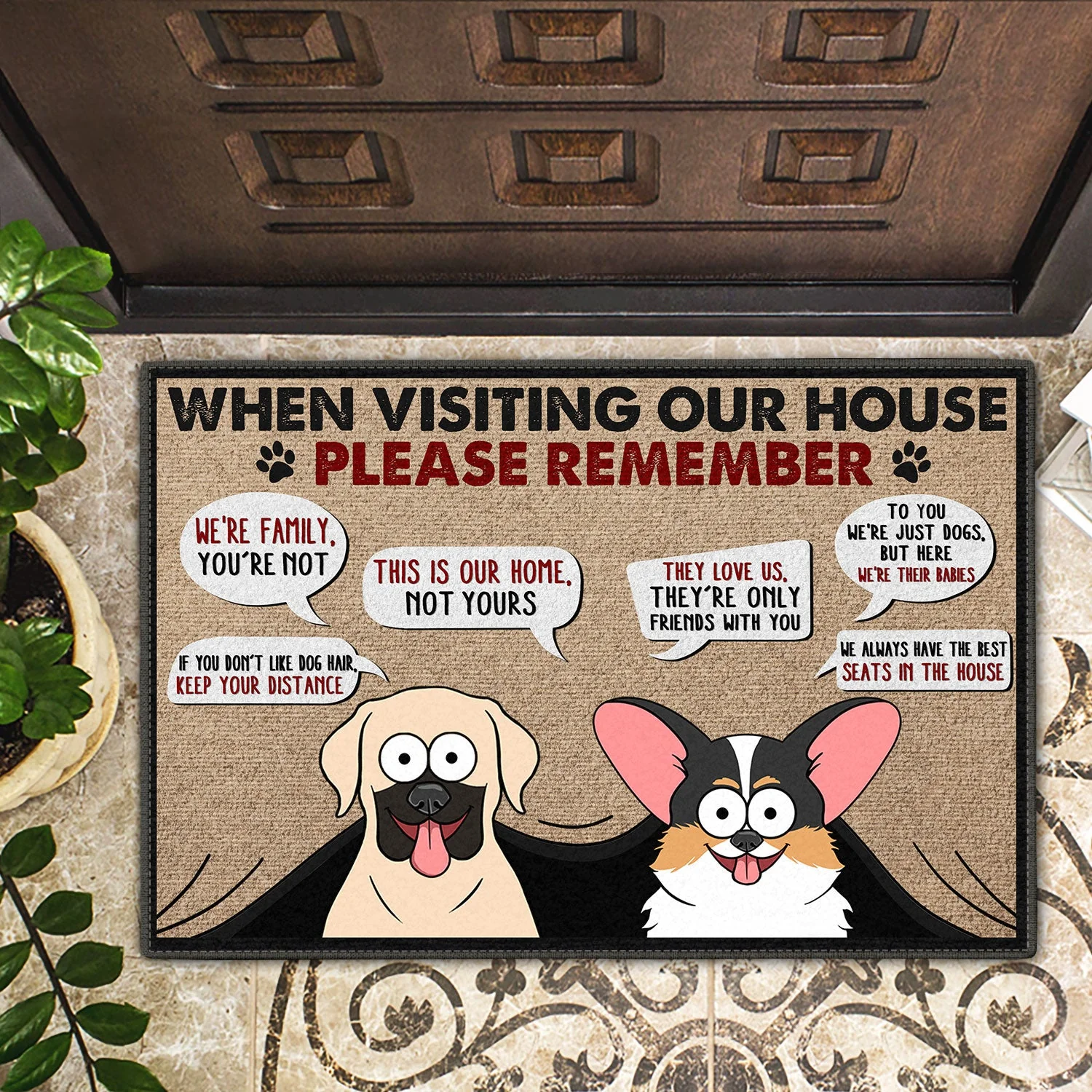 Funny Cartoon Dogs When Visiting My House - Home Decor Gift For Dog Lovers - Personalized Doormat - Image 2
