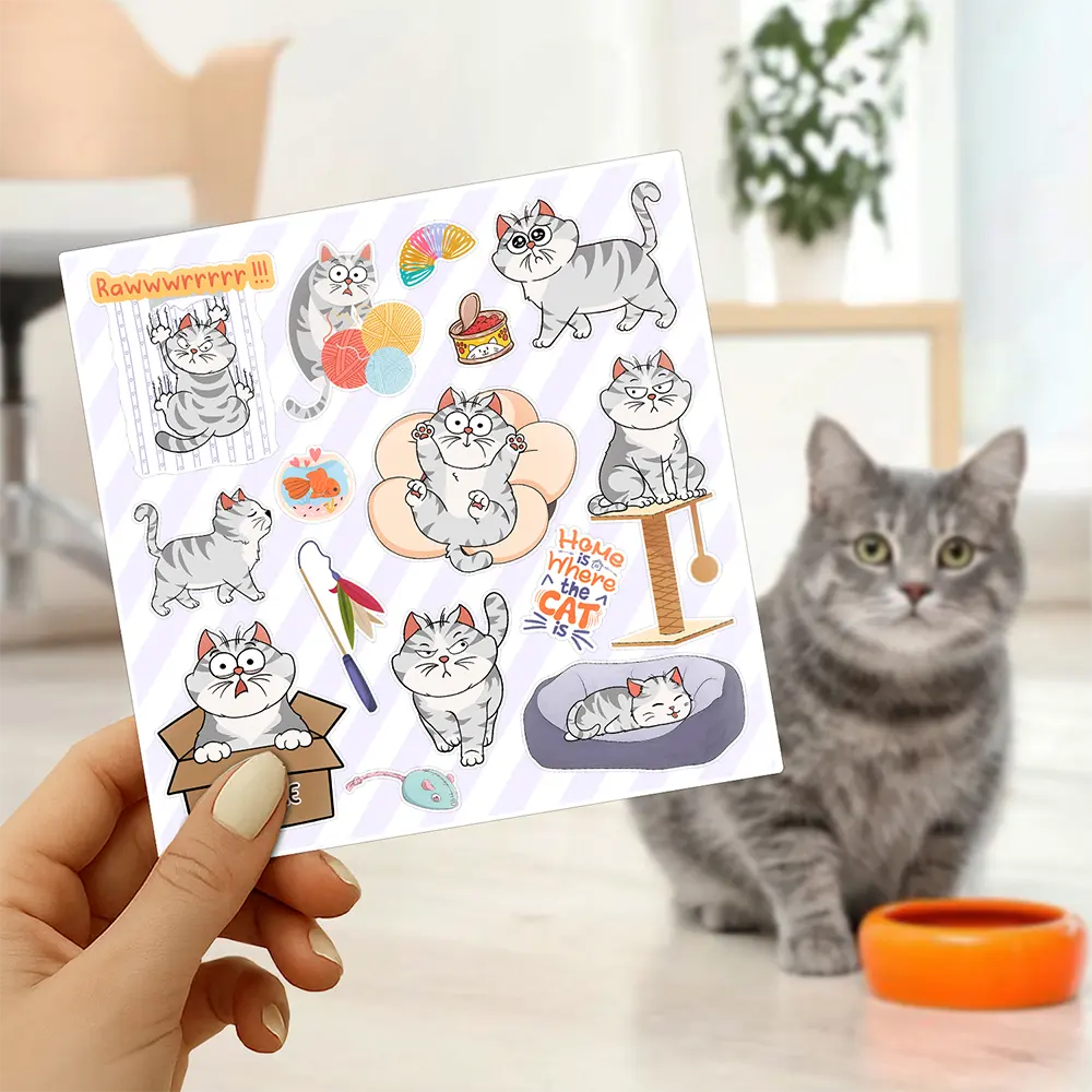 Funny Cat - Personalized Custom Vinyl Sticker Sheet - Image 2