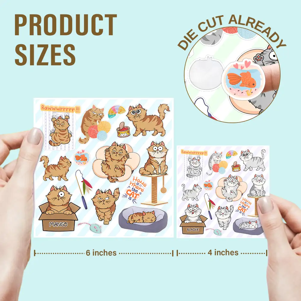 Funny Cat - Personalized Custom Vinyl Sticker Sheet - Image 3